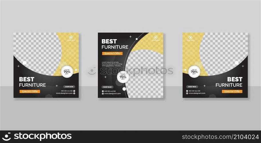 Furniture promotion square web banner for social media post template.