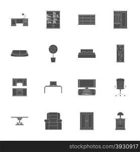 Furniture silhouettes icon set. Furniture silhouettes icon set vector graphic illustration