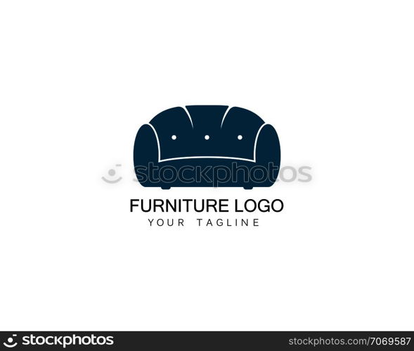 Furniture sofa logo design icon template. Home decor interior design vector illustration