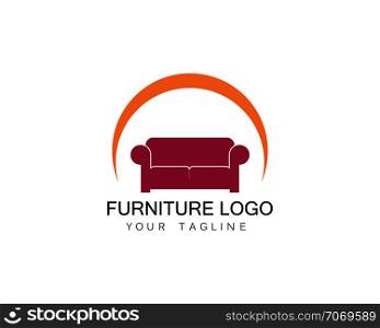 Furniture sofa logo design icon template. Home decor interior design vector illustration