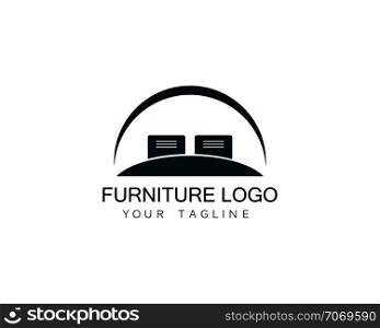 Furniture sofa logo design icon template. Home decor interior design vector illustration