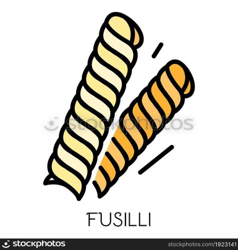 Fusilli pasta icon. Outline fusilli pasta vector icon color flat isolated on white. Fusilli pasta icon color outline vector