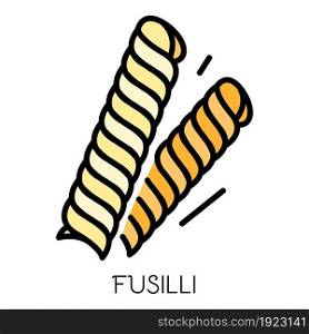 Fusilli pasta icon. Outline fusilli pasta vector icon color flat isolated on white. Fusilli pasta icon color outline vector