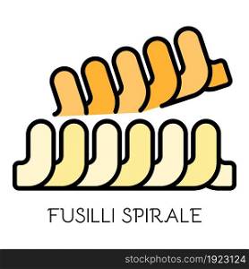 Fusilli spirale pasta icon. Outline fusilli spirale pasta vector icon color flat isolated on white. Fusilli spirale pasta icon color outline vector