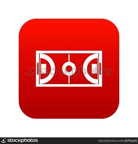 Futsal or indoor soccer field icon digital red for any design isolated on white vector illustration. Futsal or indoor soccer field icon digital red