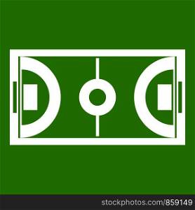 Futsal or indoor soccer field icon white isolated on green background. Vector illustration. Futsal or indoor soccer field icon green