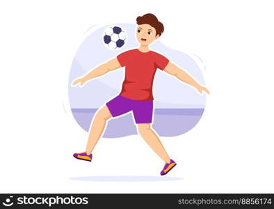 Futsal, Soccer or Football Sport Illustration with Players Shooting a Ball and Dribble in a Ch&ionship Sports Flat Cartoon Hand Drawn Templates