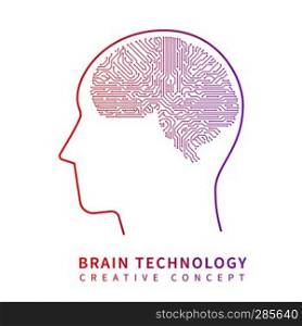 Future artificial intelligence technology. Mechanical brain creative idea vector concept. Artificial brain techology science illustration. Future artificial intelligence technology. Mechanical brain creative idea vector concept
