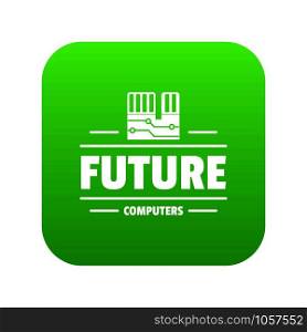 Future computers icon green vector isolated on white background. Future computers icon green vector