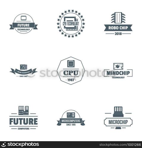 Future cpu logo set. Simple set of 9 future cpu vector logo for web isolated on white background. Future cpu logo set, simple style