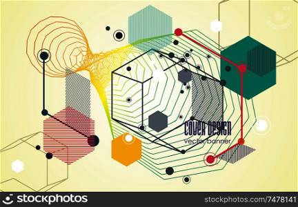 Future geometric simple shapes composition. Vector trendy design in hipster colors.