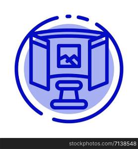 Future, Glasses, Science, Technology Blue Dotted Line Line Icon