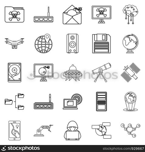 Future icons set. Outline set of 25 future vector icons for web isolated on white background. Future icons set, outline style