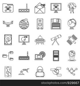 Future icons set. Outline set of 25 future vector icons for web isolated on white background. Future icons set, outline style