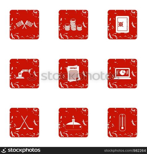 Future of sport icons set. Grunge set of 9 future of sport vector icons for web isolated on white background. Future of sport icons set, grunge style