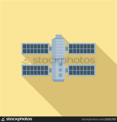 Future space station icon flat vector. Planet spaceship. Science space station. Future space station icon flat vector. Planet spaceship