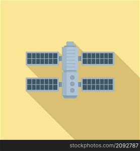 Future space station icon flat vector. Planet spaceship. Science space station. Future space station icon flat vector. Planet spaceship