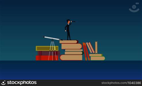 Future teaching vector concept illustration. Learning education book knowledge school training. Person course study university online. Distance college library classroom. Banner network exam service