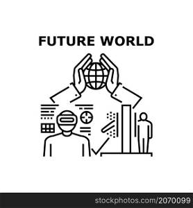 Future world map earth. Abstract network. Internet globe. Digital connect. Planet tech vector concept black illustration. Future world icon vector illustration