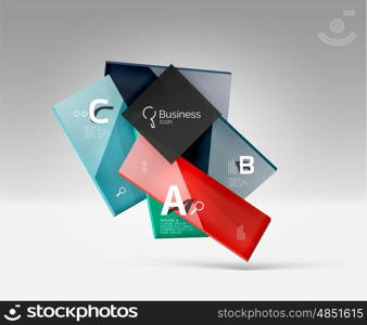 Futuristic abstract template. Futuristic abstract template. Glossy color glass rectangles and squares on 3d space.