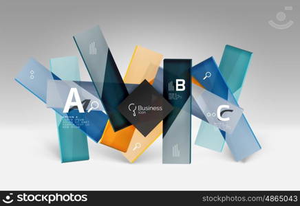 Futuristic abstract template. Futuristic abstract template. Glossy color glass rectangles and squares on 3d space.