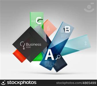 Futuristic abstract template. Futuristic abstract template. Glossy color glass rectangles and squares on 3d space.
