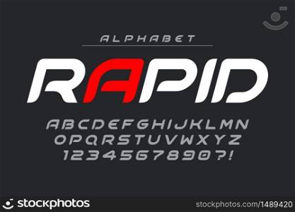 Futuristic alphabet design, typeface, letters and numbers. Vector characters. 15 degree skew. Futuristic alphabet design, typeface, letters and numbers. Vector characters.