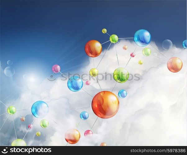 Futuristic background with molecules, vector illustration