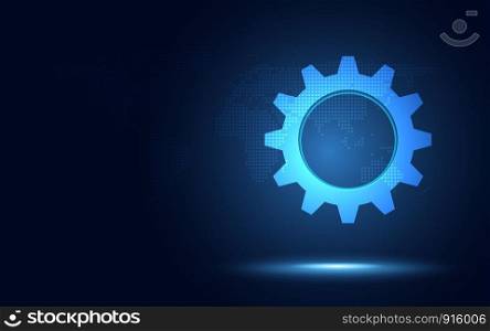 Futuristic blue earth abstract technology background. Artificial intelligence digital transformation and big data industry 4.0. Business growth computer security and investment . Vector illustration