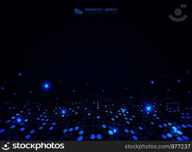 Futuristic blue technology circles dot pattern wavy design background. You can use for presentation, artwork, design page, ad, poster, artwork. illustration vector eps10