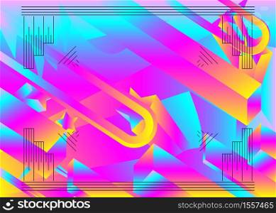 Futuristic colorful retro style background design. Abstract gradient shapes composition with vintage frame. Luxury design posters.