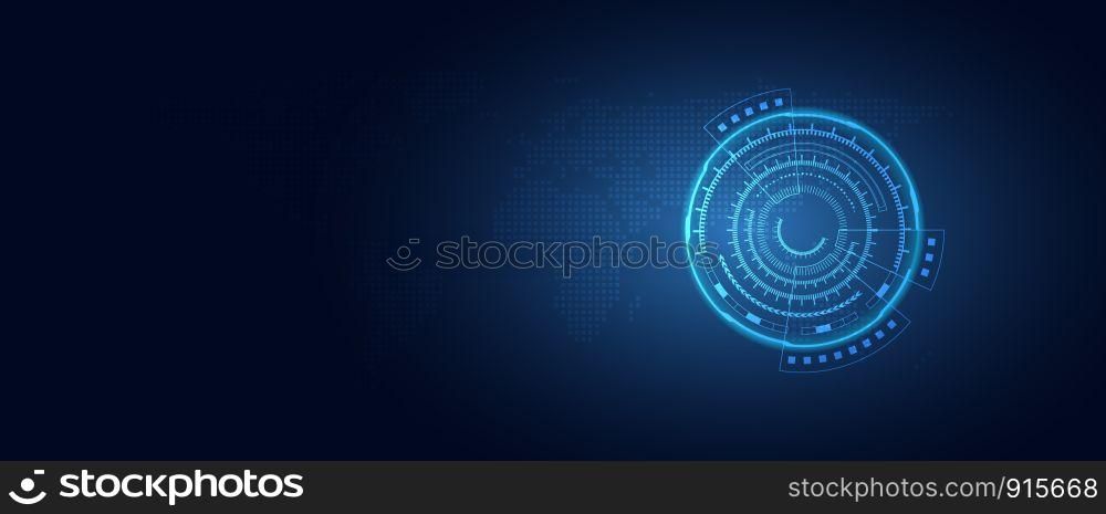 Futuristic digital transformation abstract technology blue background. Artificial intelligence and big data concept. Business growth computer and hacking cyber security theme. Vector illustration