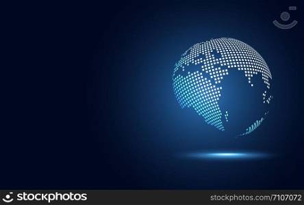Futuristic globe digital transformation abstract technology background. Big data earth and business and investment economy. Vector illustration