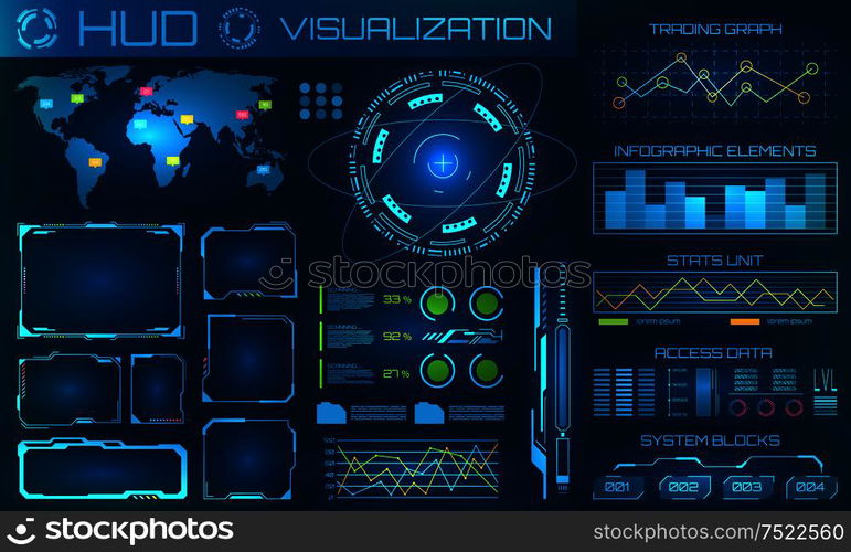 Futuristic HUD Background. Infographic or Technology Interface for Information Visualization - Illustration Vector. Futuristic HUD Background. Infographic or Technology Interface for Information Visualization