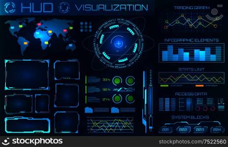 Futuristic HUD Background. Infographic or Technology Interface for Information Visualization - Illustration Vector. Futuristic HUD Background. Infographic or Technology Interface for Information Visualization