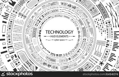 Futuristic HUD Circles Design, Technology Background. Futuristic HUD Circles Design, Technology Background - Illustration Vector