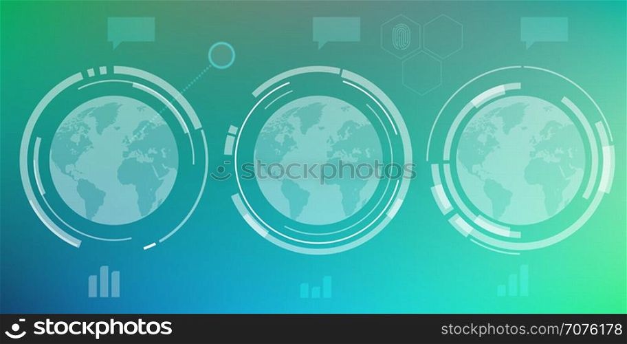 Futuristic infographics with elements of user interface HUD on dark background. Vector illustration.