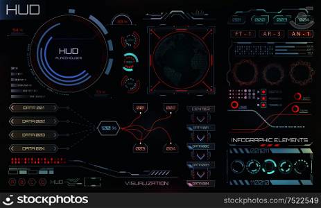 Futuristic Interface HUD Design, Infographic Elements,Tech and Science, Analysis Theme - Illustration Vector. Futuristic Interface HUD Design, Infographic Elements,Tech and Science, Analysis Theme