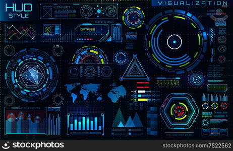 Futuristic Interface HUD Style and Infographic Elements. Abstract Virtual Graphic Touch UI - Illustration Vector. Futuristic Interface HUD Style and Infographic Elements. Abstract Virtual Graphic Touch UI