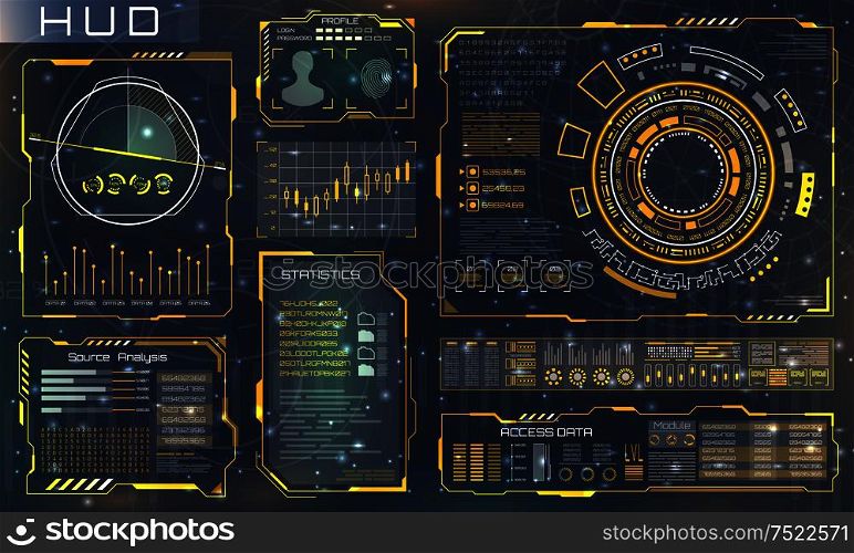 Futuristic Interface HUD Style and Infographic Elements. Technology Template - Illustration Vector. Futuristic Interface HUD Style and Infographic Elements. Technology Template