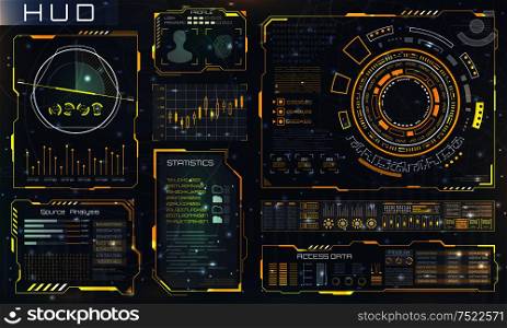 Futuristic Interface HUD Style and Infographic Elements. Technology Template - Illustration Vector. Futuristic Interface HUD Style and Infographic Elements. Technology Template