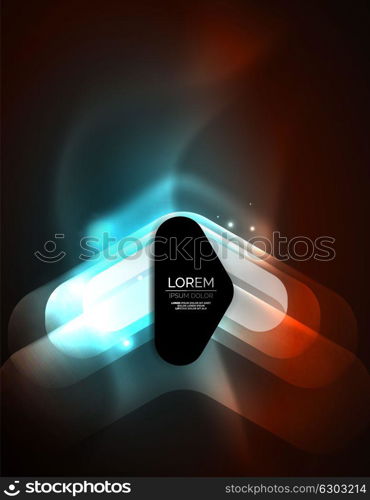 Futuristic neon glowing arrows techno background. Futuristic neon glowing arrows techno background, abstract 3d technology lines. Transparent direction shapes on color backdrop. Geometric minimal abstract background with light effects