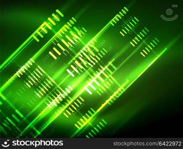 Futuristic neon lights on dark background, digital abstract techno backgrounds. Futuristic neon lights on dark background, digital abstract techno backgrounds. Glowing shiny lines template with sparkle effects