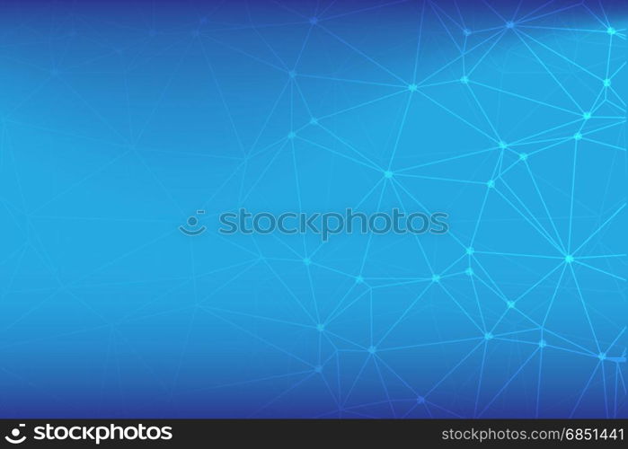 futuristic shape.Floating white and blue dot network on blue background,vector