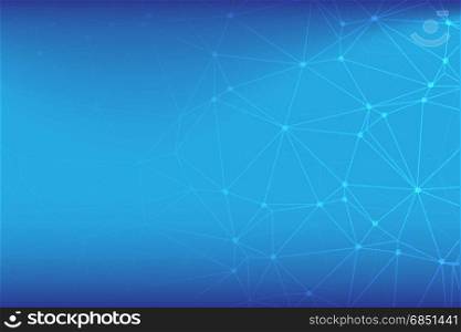 futuristic shape.Floating white and blue dot network on blue background,vector
