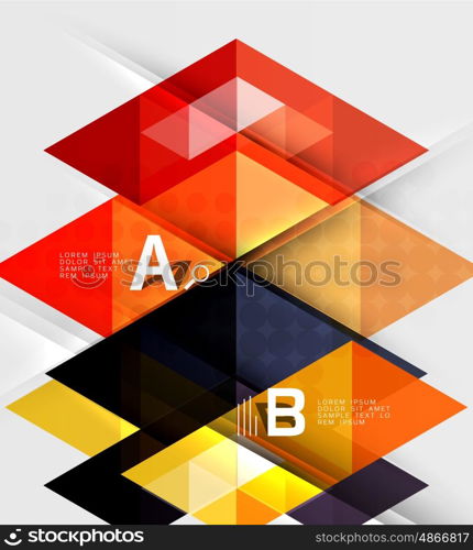 Futuristic triangle tile background with options. Vector template background for workflow layout, diagram, number options or web design