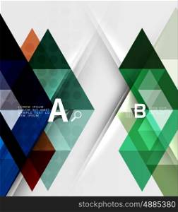 Futuristic triangle tile background with options. Vector template background for workflow layout, diagram, number options or web design