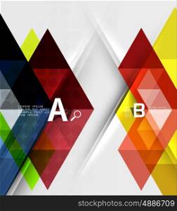 Futuristic triangle tile background with options. Vector template background for workflow layout, diagram, number options or web design