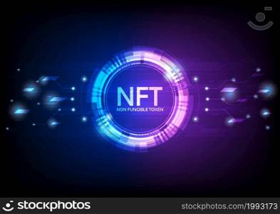Futuristic User Interface HUD, NFT text with circuit line