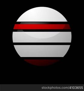 Futuristic white and red icon with a dark center and drop shadow